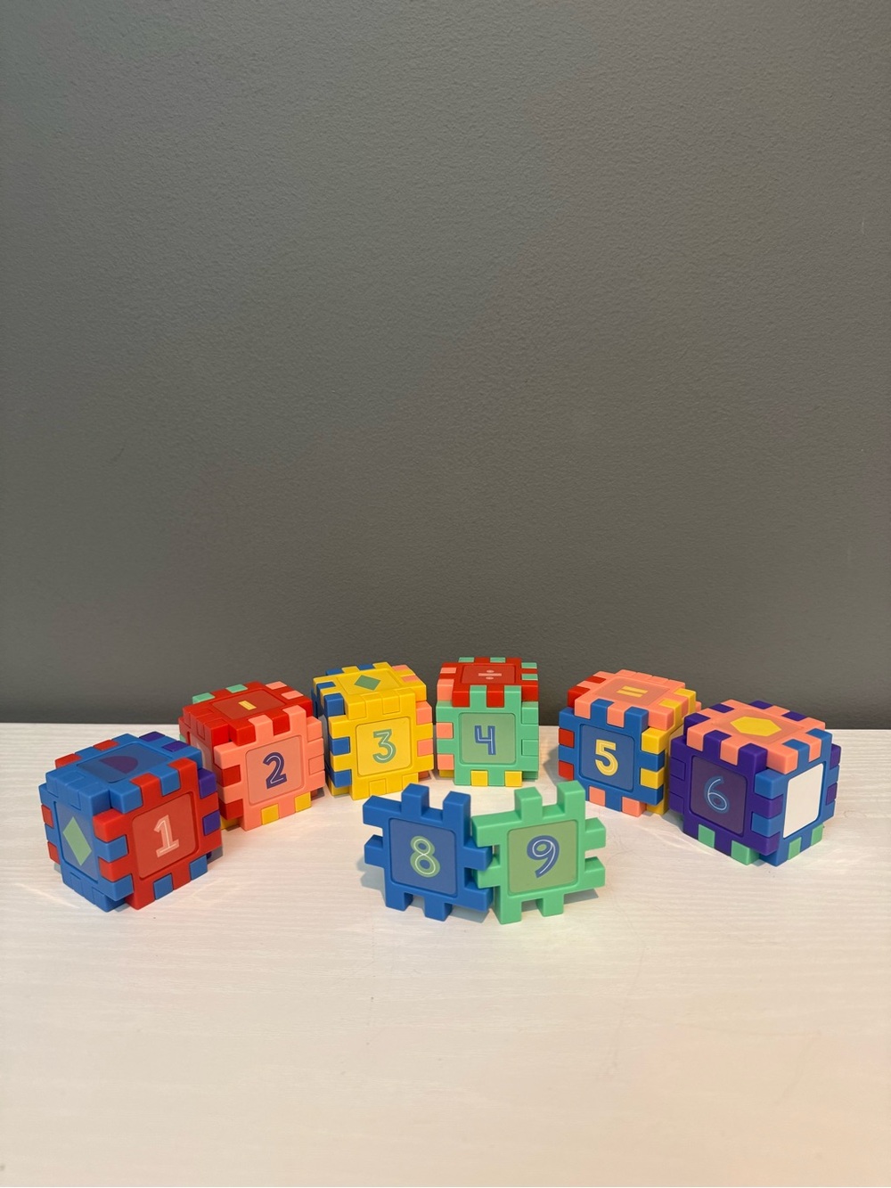 Colorful Number Puzzle Blocks - Set of 9 Educational Cubes